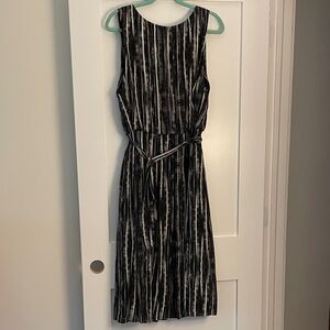 Banana Republic Black and White Striped Midi Dress